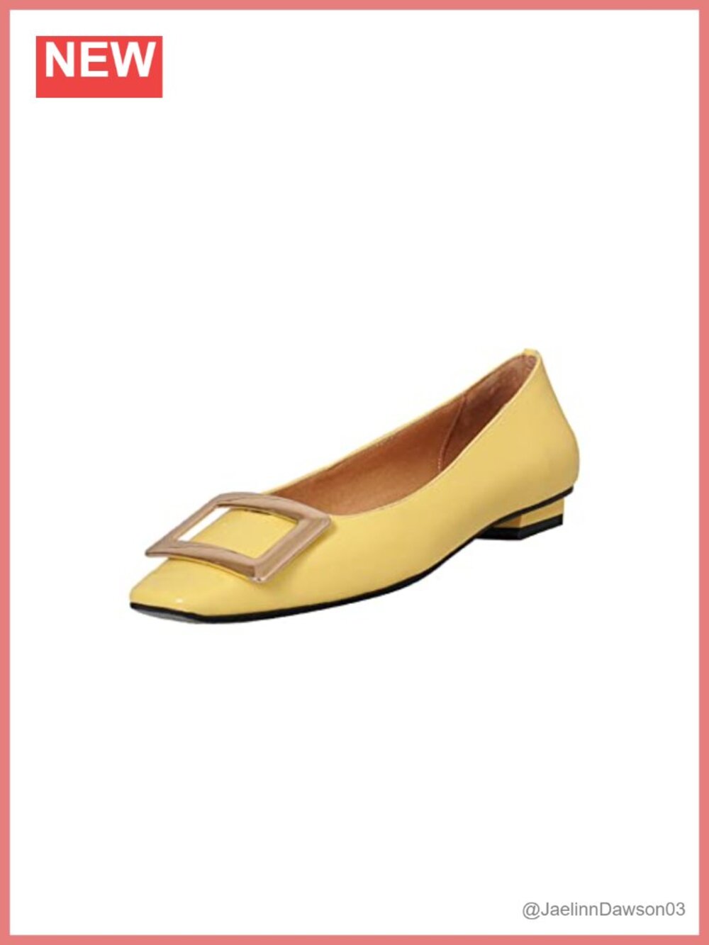 Patent Leather Square Toe Slip-On Flats with Buckle